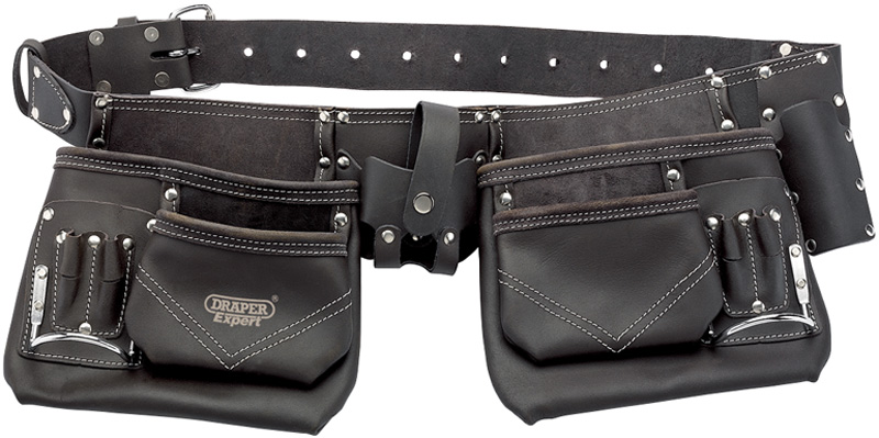 Draper 03138 - Oil-Tanned leather Double Pouch Tool Belt - Red Box Tools